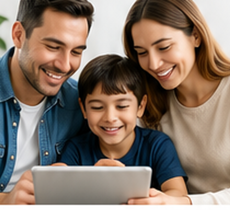 A family enjoying a safe, parent-led digital routine